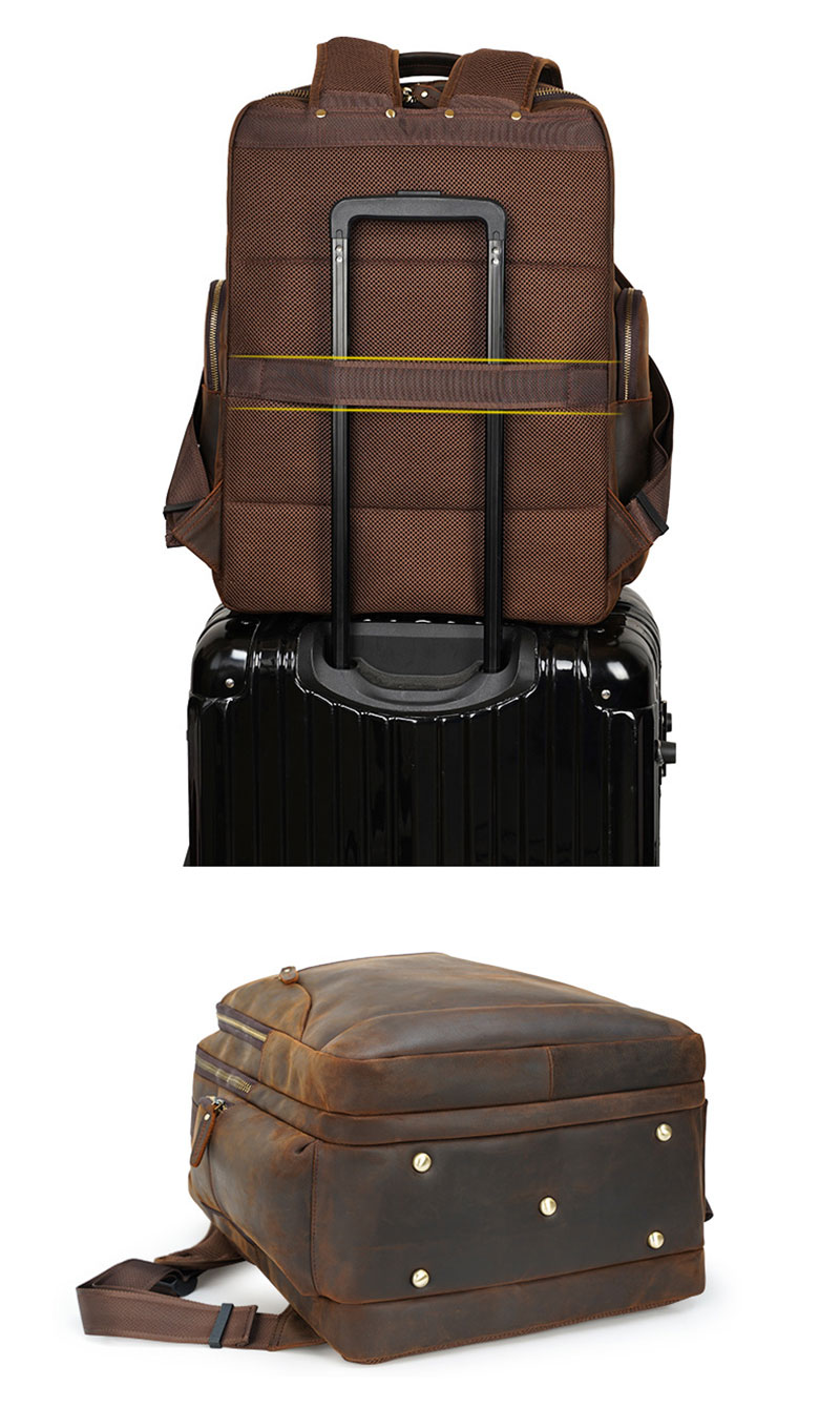 Vintage Brown Full Grain Leather 17 Inches Laptop Backpack for Men