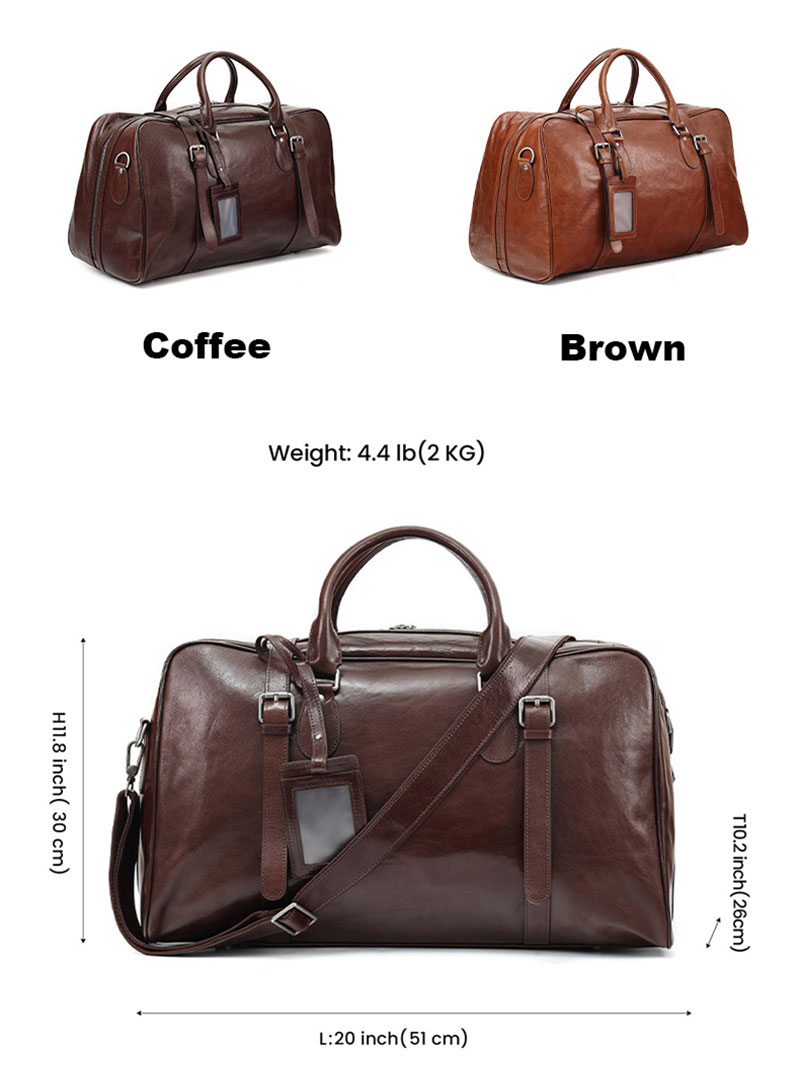 Custom Design Premium Genuine Leather Travel Bag for Weekend