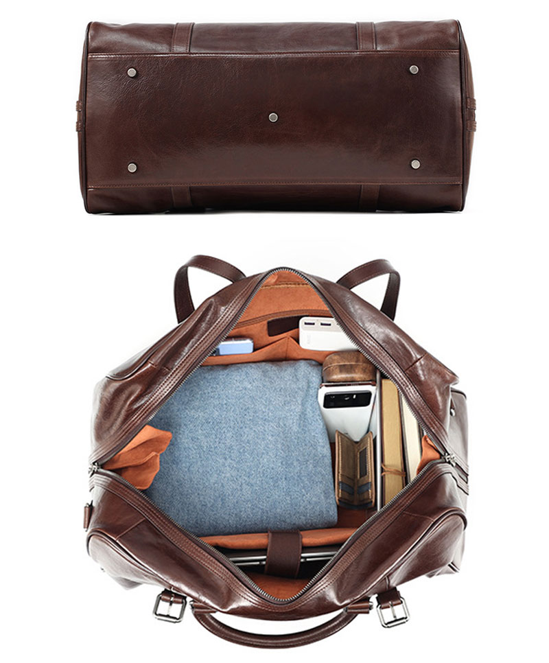 Custom Design Premium Genuine Leather Travel Bag for Weekend