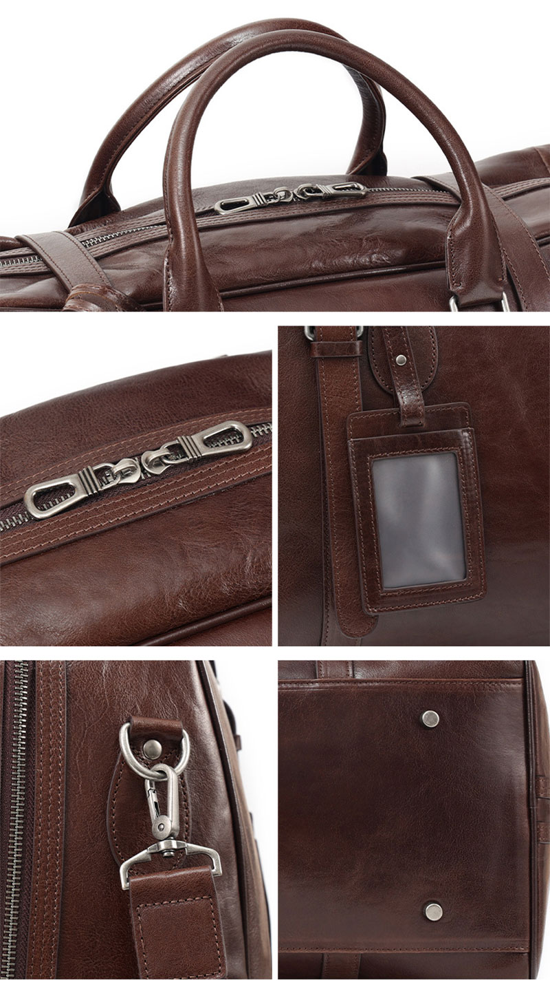 Custom Design Premium Genuine Leather Travel Bag for Weekend