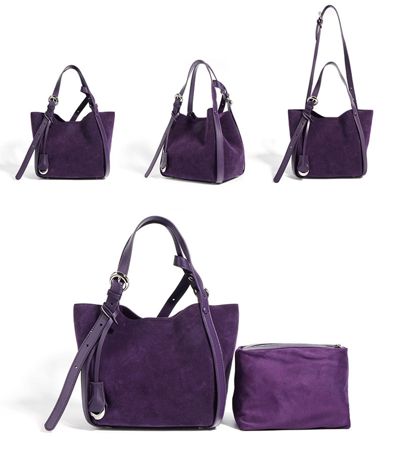 Wholesale Purple Suede Leather Crossbody Tote Bag for Women