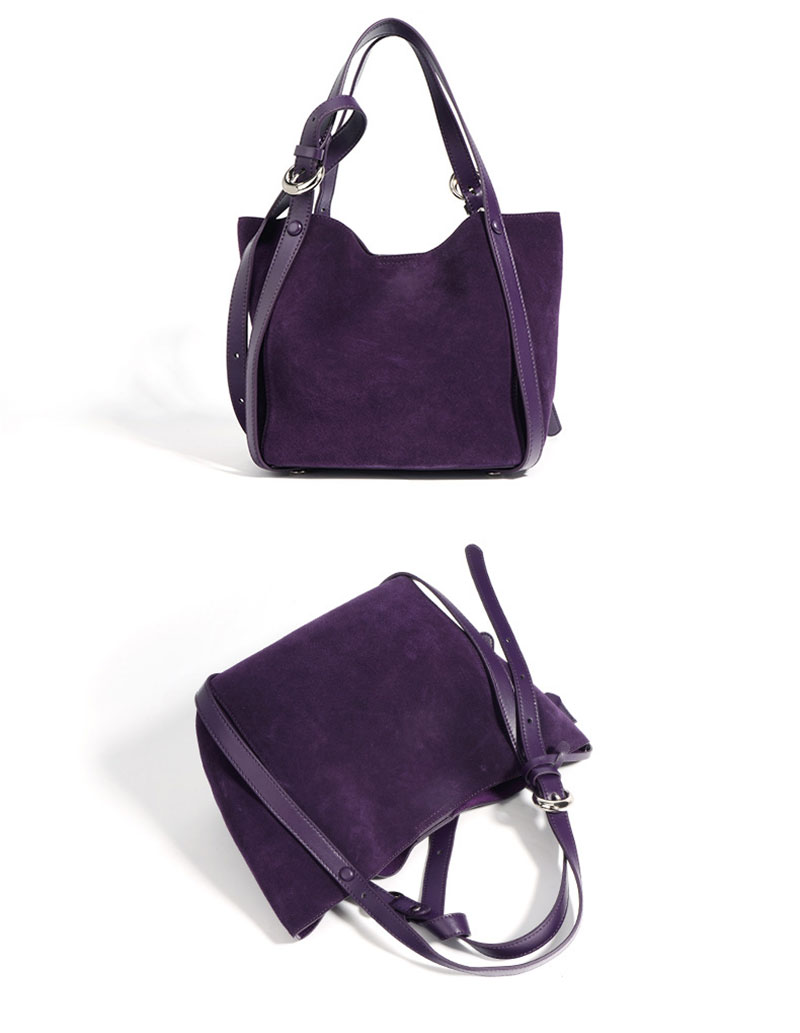Wholesale Purple Suede Leather Crossbody Tote Bag for Women