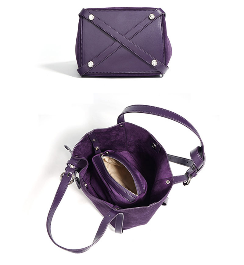 Wholesale Purple Suede Leather Crossbody Tote Bag for Women