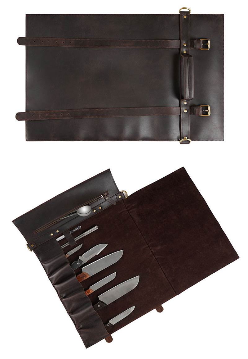 Customizable Premium Brown Leather Tool Bag with Strap