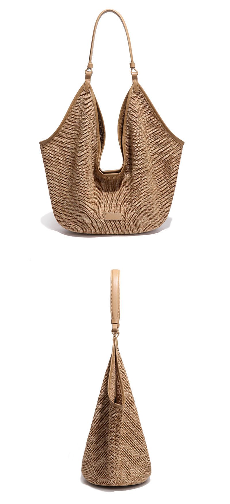 Trendy Custom Large Capacity Beige Straw Shoulder Bag for Women
