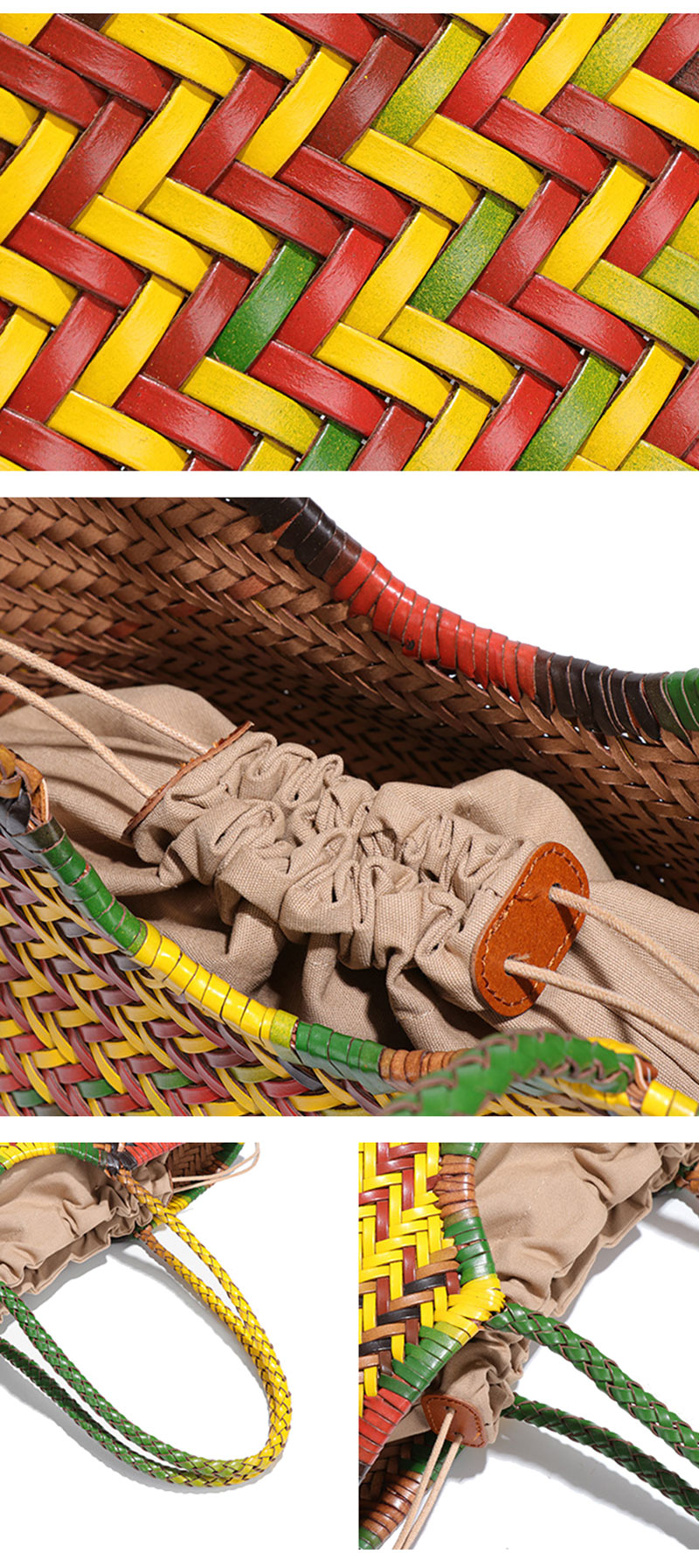 Stylish Large Capacity Cowhide Leather Woven Tote Bag for Women