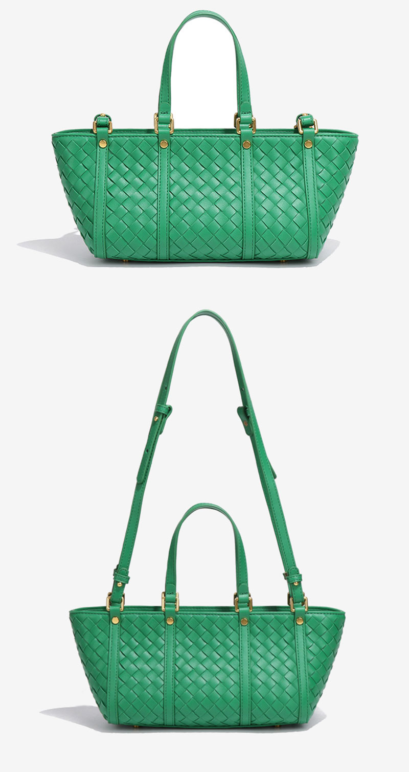 Chic Green Woven PU Leather Handbag for Women