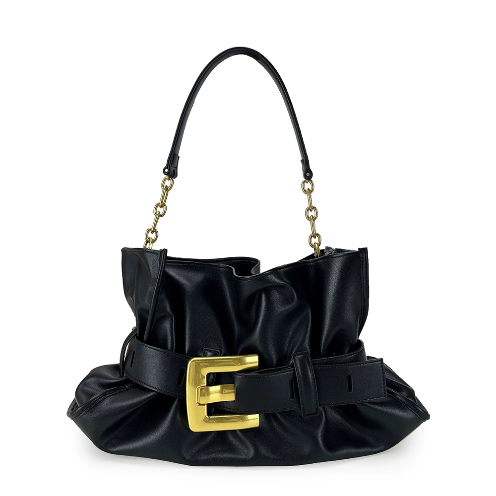 Chic Leather Shoulder Bag for Women with Stylish Belt Buckle