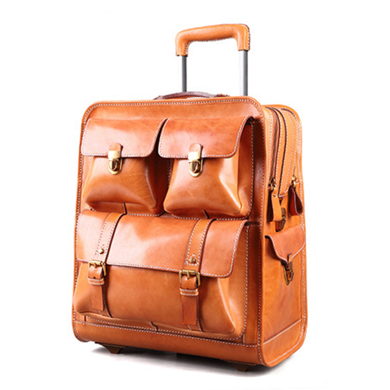 High Quality Handmade Vegetable Tanned Leather Bag Luggage