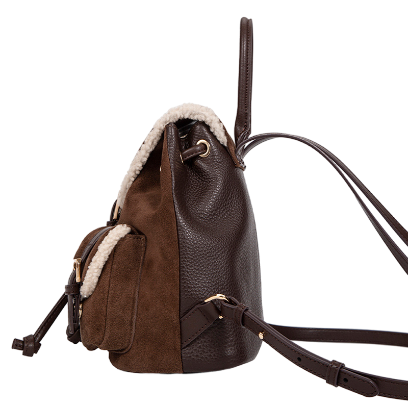  Stylish Winter Vintage Brown Suede Leather Backpack for Women