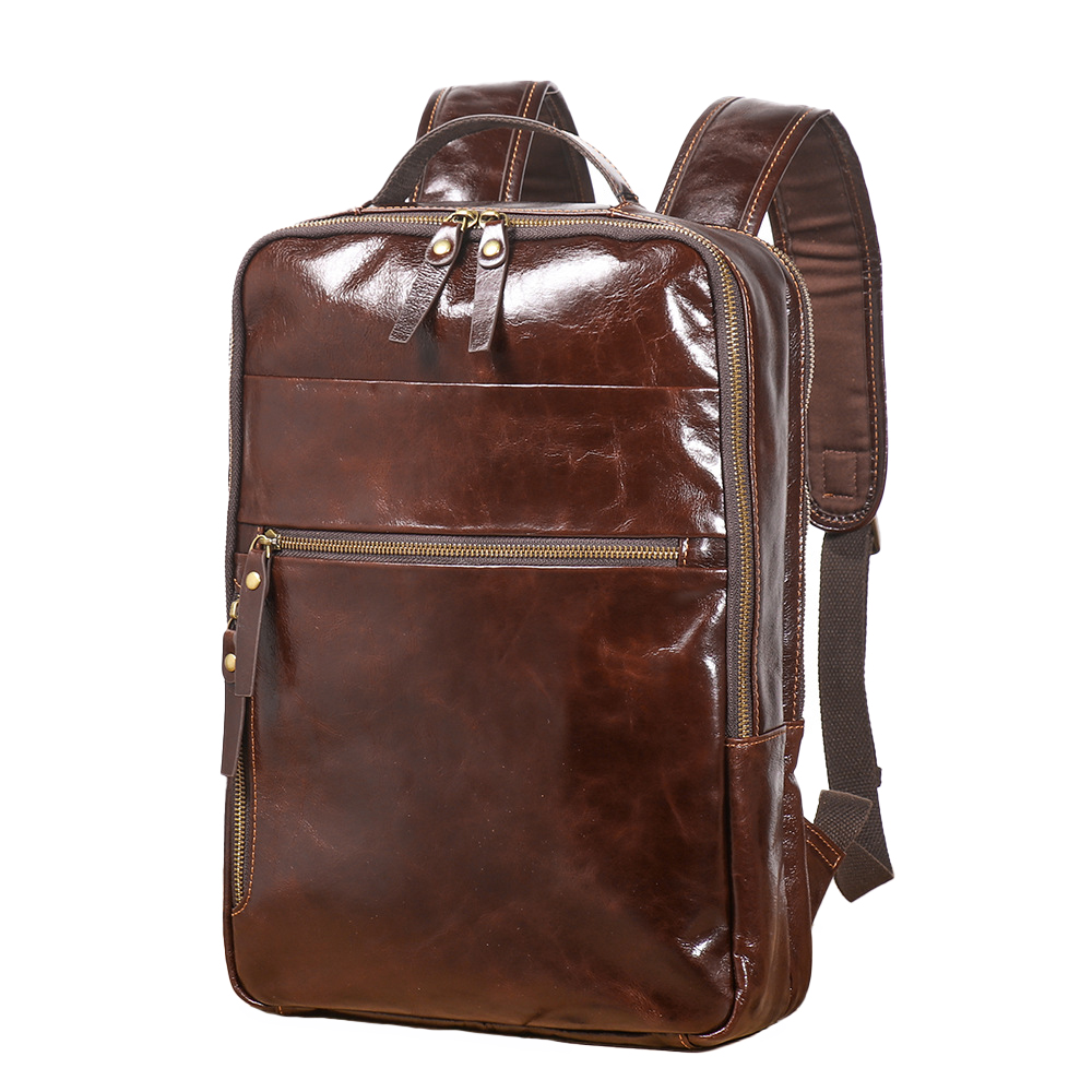 Sleek Vintage Black Leather Backpack for Stylish Men