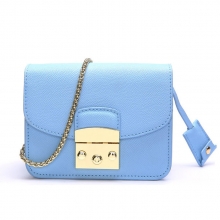 Popular small size metal chain shoulder leather lady bag