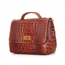 Newest design good quality brown croc print leather shoulder tote bag for ladies