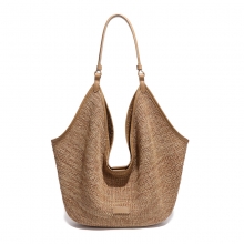 Trendy Custom Large Capacity Beige Straw Shoulder Bag for Women