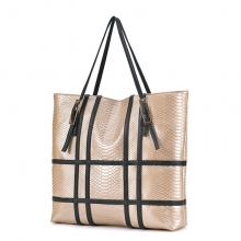 Fashion design python cow leather two sided shoulder bag for women