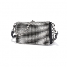 Fashion design ladies shoulder chain bag leather crystal handbag women purse with diamond