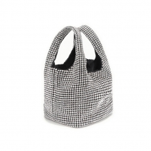 Hot selling ladies basket handbag diamond purse evening party bag leather handbag for women