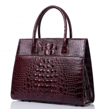 Top quality customized design red wine real crocodile leather tote bag for women