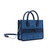 New arrival good quality leather ladies shoulder bag tote bag blue denim women purse