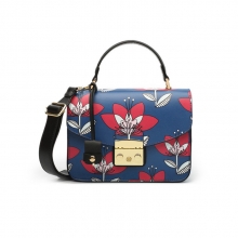 Wholesale price fashion design flowers printing genuine leather bag women purse