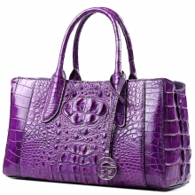 Custom fashion design purple genuine crocodile skin leather lady handbag with CITES certificate