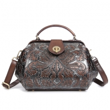 China factory cheap price flowers pattern sling bag genuine leather shoulder bag for women
