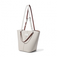 Premium Custom Leather Bucket Tote Bag with Adjustable Shoulder Strap