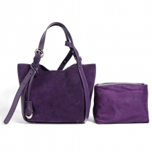 Wholesale Purple Suede Leather Crossbody Tote Bag for Women