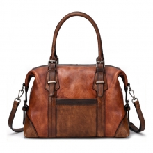 Customized design good quality vintage brown leather women handbag leather ladies purse