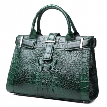Hot selling brand design green alligator skin leather hand bag with CITES certificate