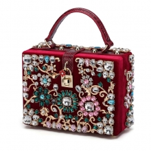 2018 fashion designer crystals ladies purse leather women handbags for evening party