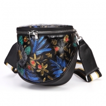 Amazon hot selling new arrivel beautiful flowers mini shoulder bag real leather women's purse