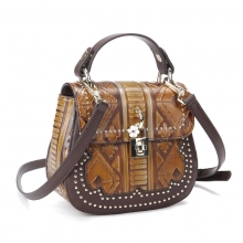 Low price good quality vintage brown leather handbag cow leather leisure bag for women